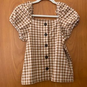 Madewell Jacquard Squareneck Puff sleeve top